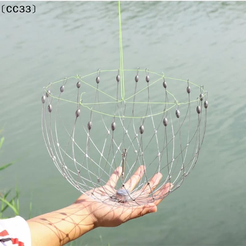 Rete da Pesca Automatica Apribile e Chiudibile, Trappola per Pesci e Granchi in Filo d'Acciaio per Pesca in Acqua Salata e Mare, Accessorio per Pesca all'Aperto〔CC33〕
