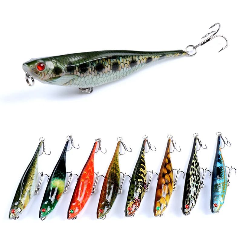 1PCS Superficie Walker Crankbaits Esche da pesca Topwater Esca dura Wobblers artificiali per la traina Matita galleggiante Camminare il cane