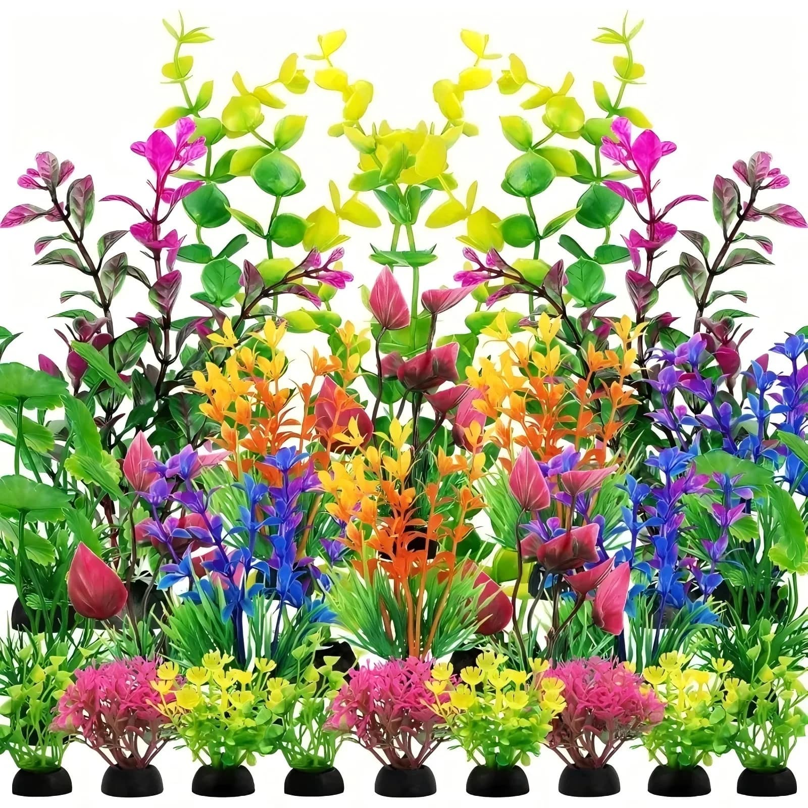 Set of Aquarium Decorations Artificial Plastic Plants for Aquarium Plastic Grass Water Landscape Grass Kit Easy Aquascape