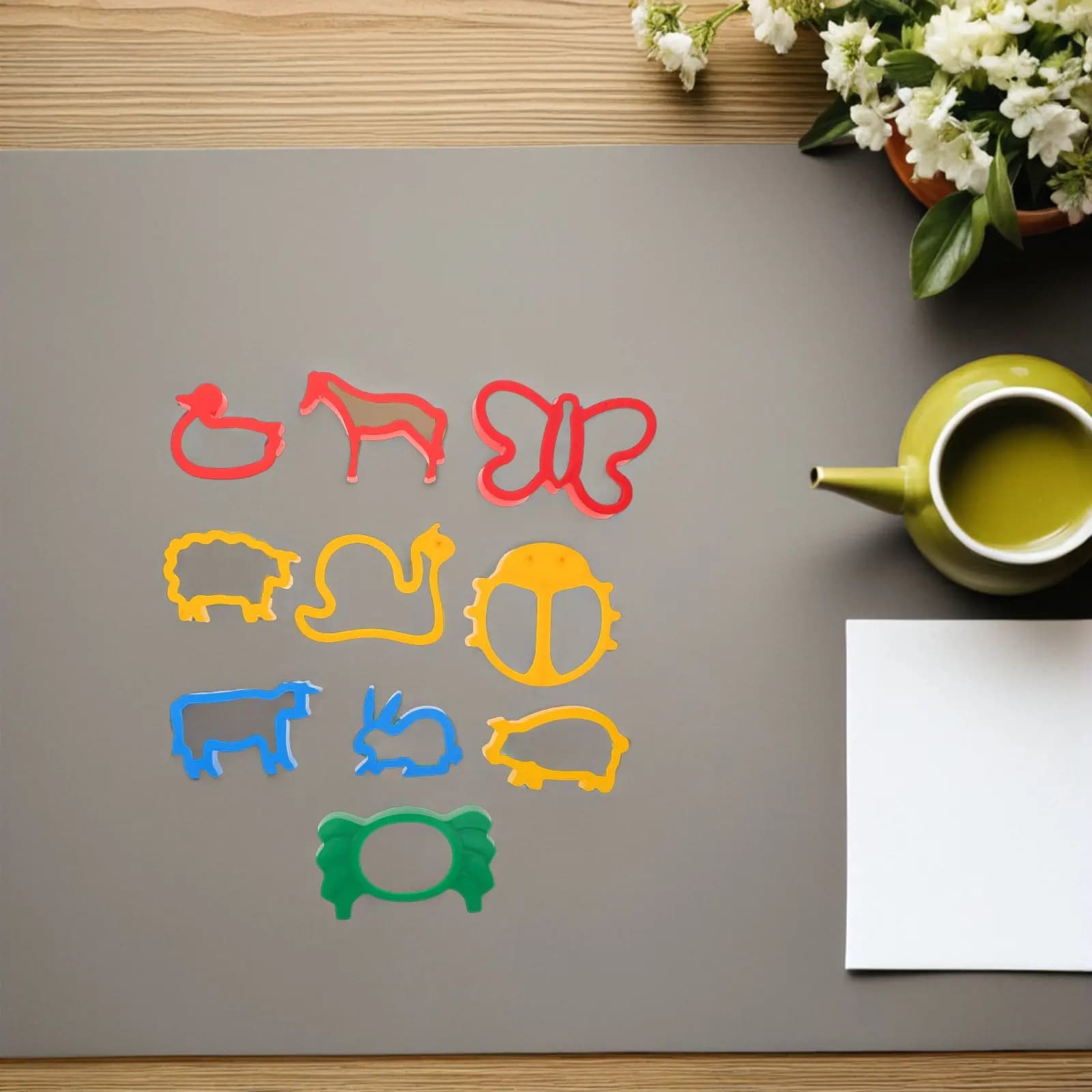 Set di 10 Accessori per Modellare l'Argilla, Stampi a Forma di Animali e Frutta, Utensili per Pasta Colorata per Bambini, per l'Apprendimento Creativo e l'Artigianato