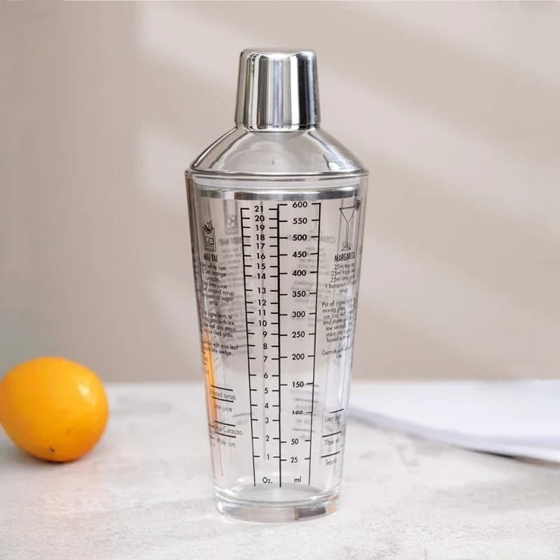 Glass Cocktail Shaker Martini Hand Shaker Cup with Scales 400/600ml Milk Tea Lemon Tea Wine Drink Shaker Mixer Bar Tool