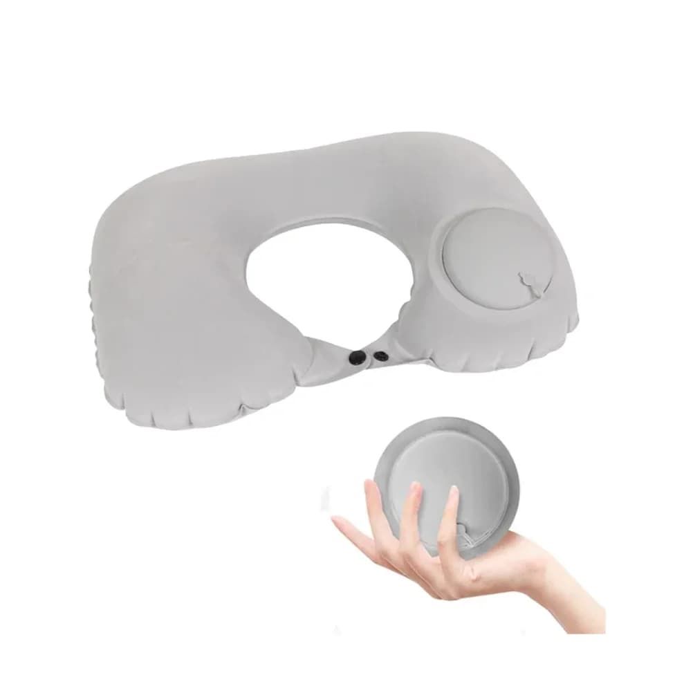 Cuscino da Viaggio Gonfiabile Ultraleggero per Aereo, Cuscino Cervicale a Forma di U con Gonfiaggio Automatico