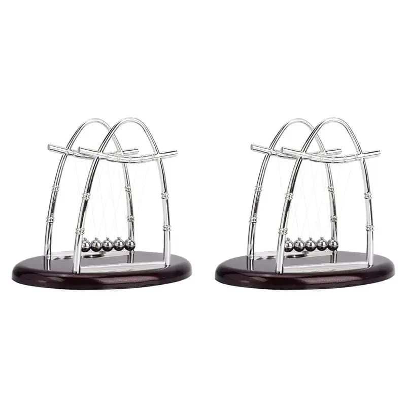 LLCS-2X Culla di Newton, Classico Pendolo con Sfere di Equilibrio, Decorazione da Scrivania Oscillante, Antistress, Espositore Fisico