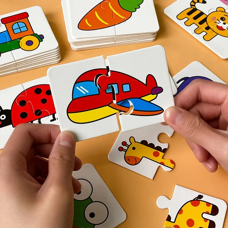 16 pezzi gioco di carte per bambini gioco cognitivo camion frutta set di vita animale puzzle bambini giocattoli educativi precoci cognitivi