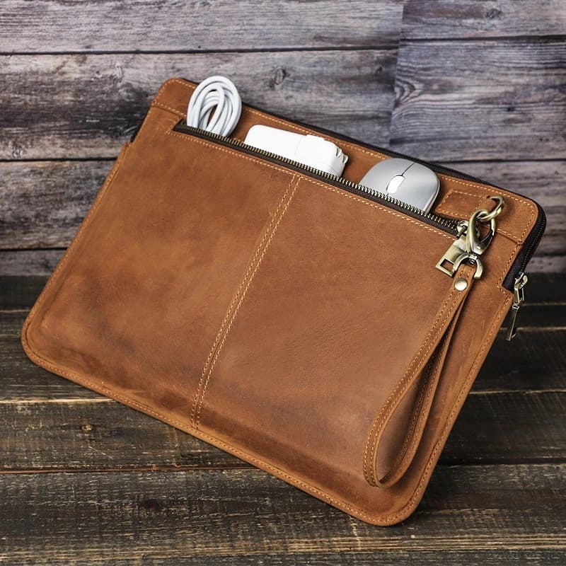 Laptop Briefcase Men For Macbook Air Pro 13 14 15 inch Cowhide Handbag Sleeve Tablet Pouch Case Lenovo Thinkpad Matebook Funda