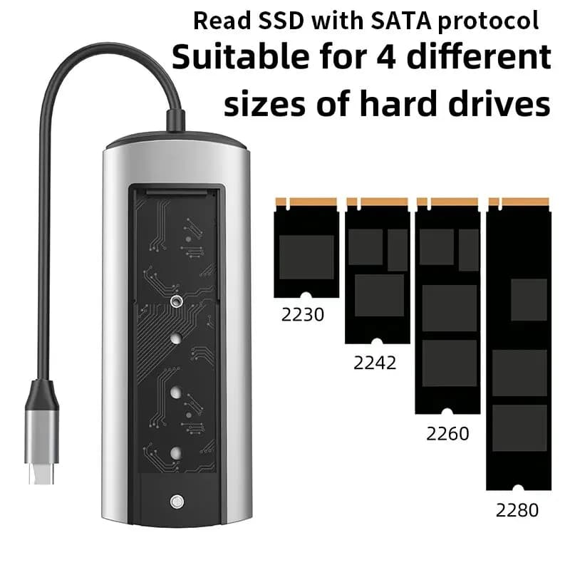 Hub SSD M.2 USB C Dock Station 6 in 1 con archiviazione su disco con protocollo SATA USB 3.0 da tipo C a HDMI per MacBook e PC portatile