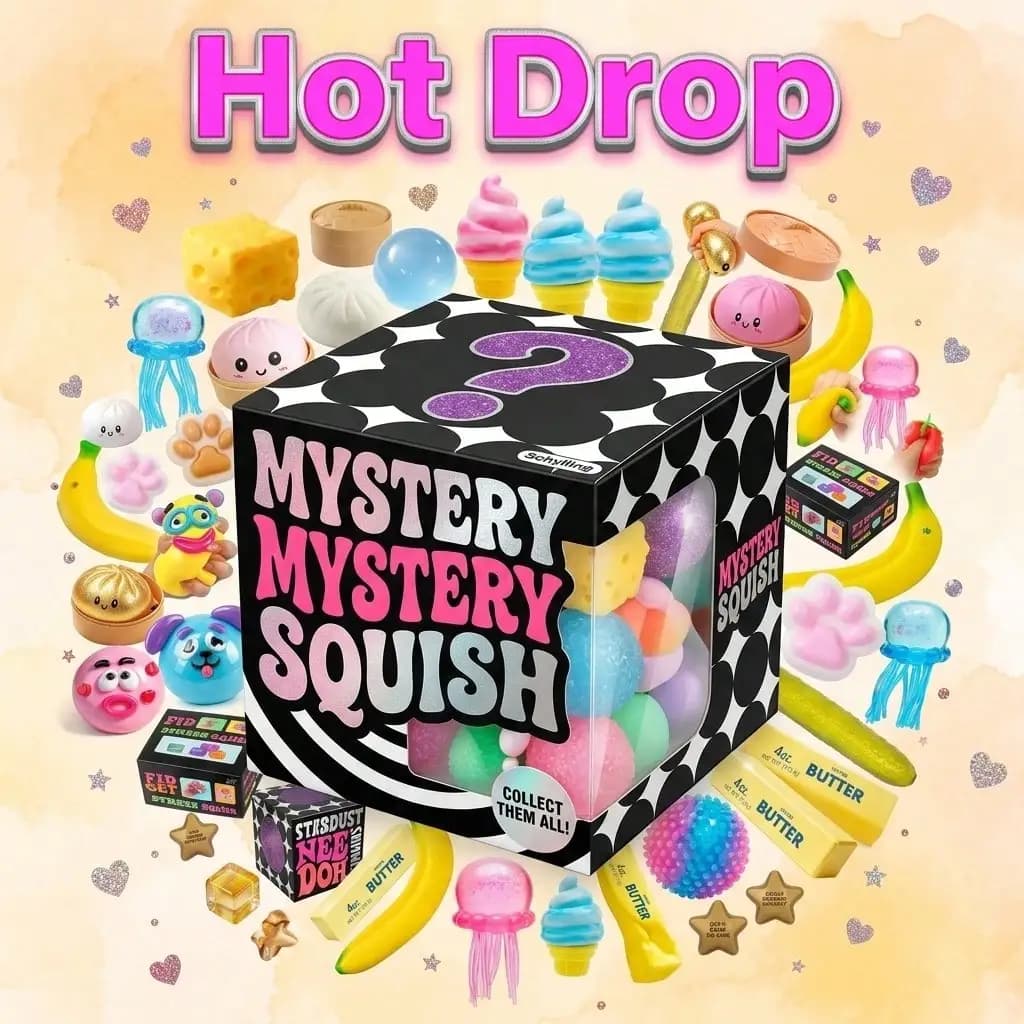 Party Favor Squishy Mystery Box – 3 Independent Random Selections – Stress Relief Surprise Pack