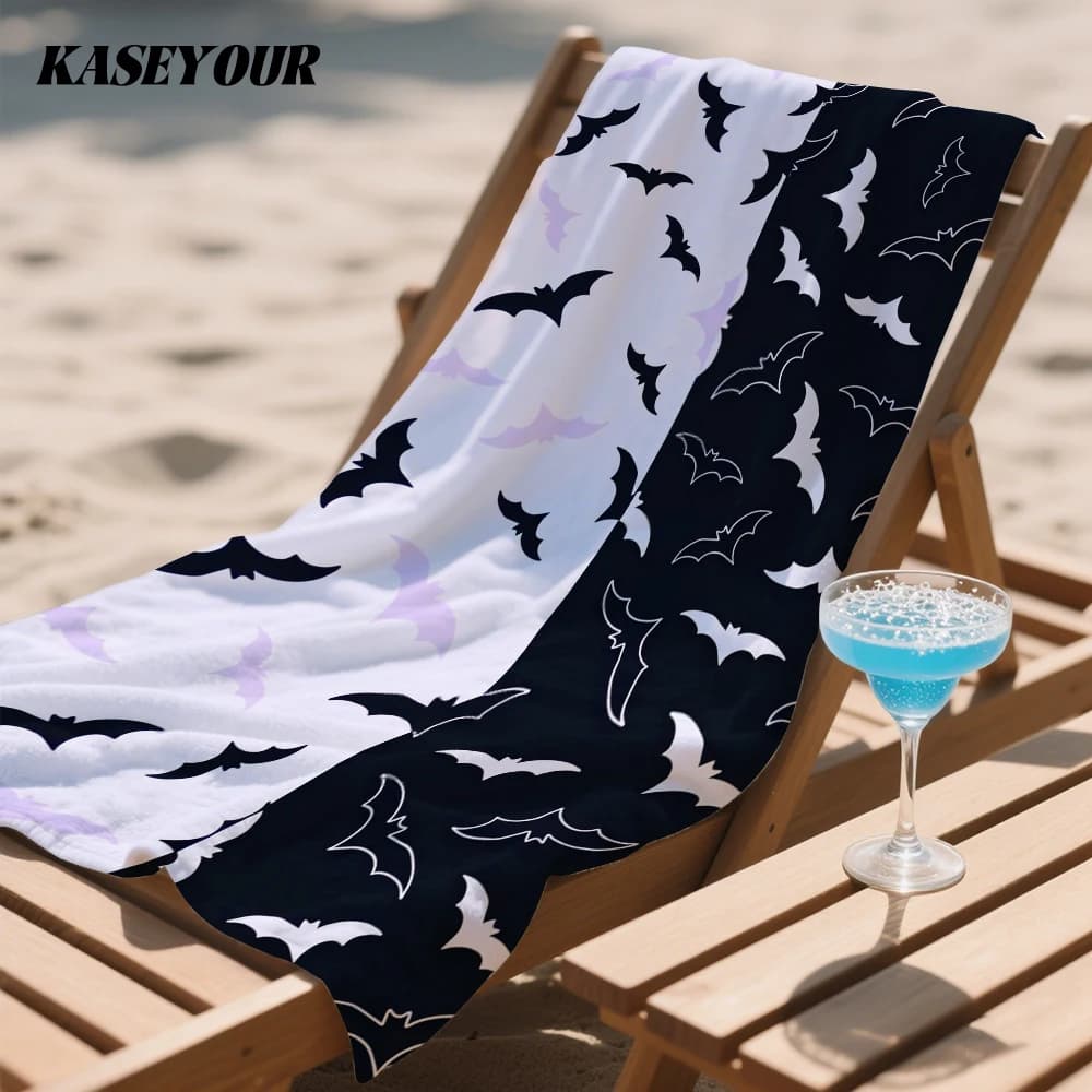 Halloween Bat Duality Oversized Microfiber Beach Towel Sand Proof Quick Dry, Absorbent for Swimming Pool Travel Camping