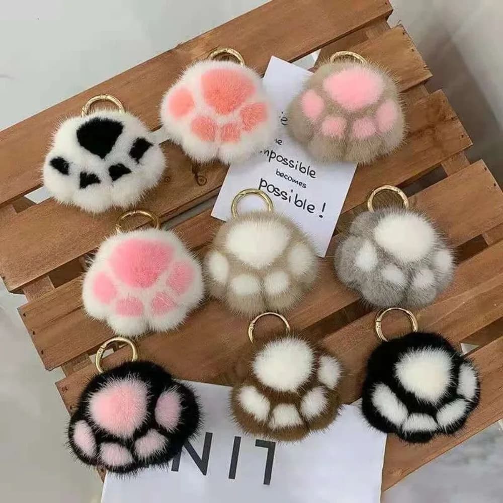 Kawaii carino bambola zampa di gatto portachiavi soffice morbido peluche peluche portachiavi per auto zampa di animale farcito portachiavi in pelliccia sintetica San Valentino