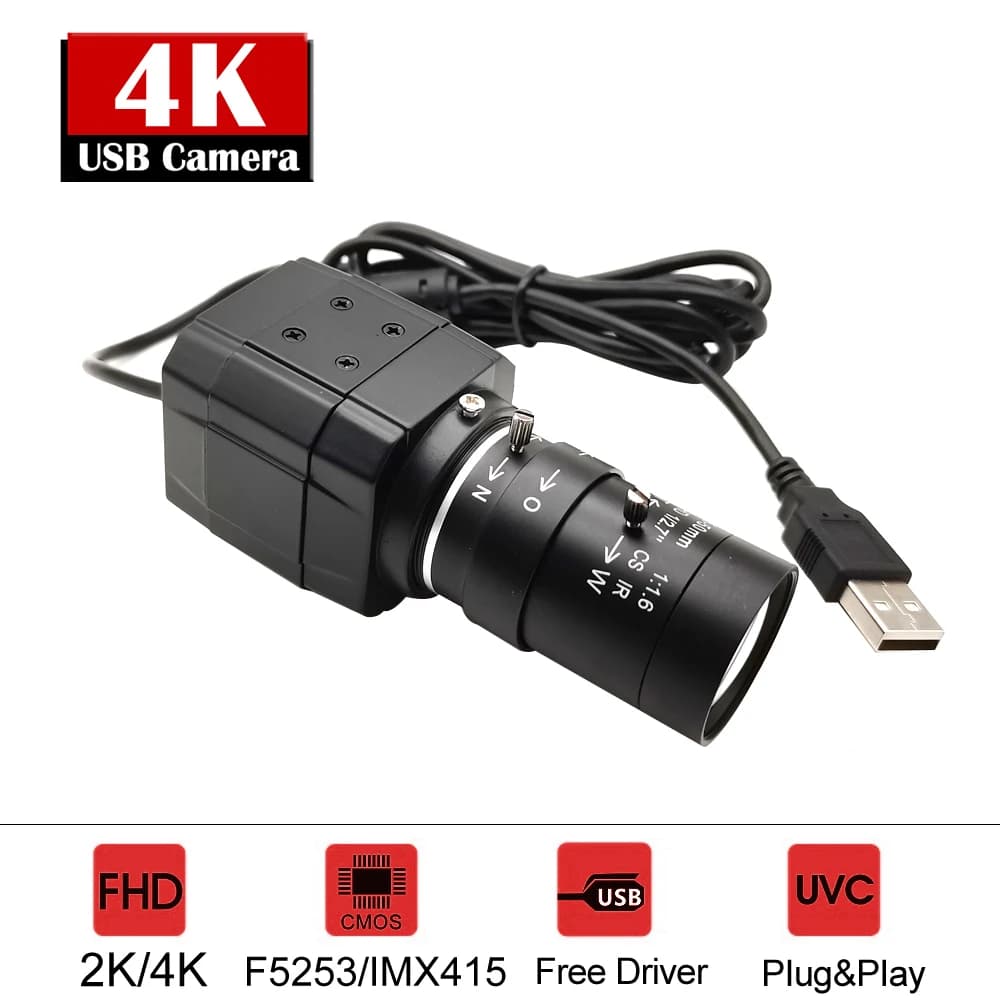 4K IMX415 Mini USB Webcam UVC OTG 5-50mm lens Zoom varifocal 2K F5253 30fps Usb PC Camera for video conferencing live streaming