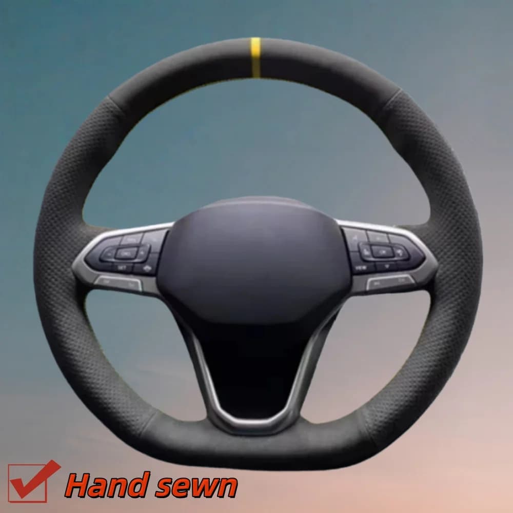 Coprivolante in Pelle Scamosciata Morbida Antiscivolo Personalizzato per Volkswagen Golf 8 Atlas Passat B9 Mk8