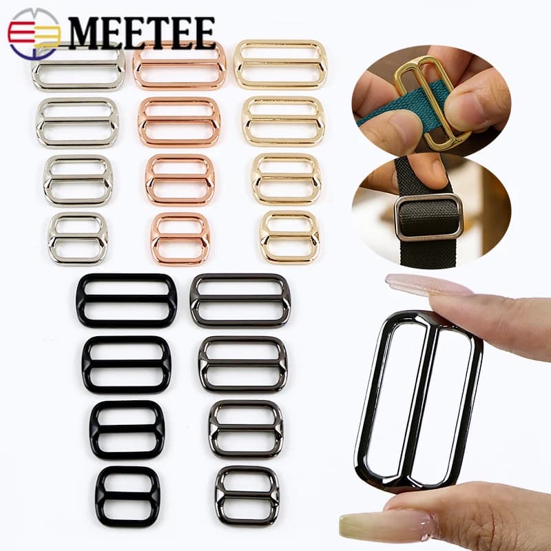 5/10 Pezzi Fibbie Metalliche 20-38mm, Chiusura a Anello Scorrevole Tri-glide, Fibbia Regolabile per Cinghie di Borse e Cinture, Accessori Fai-da-Te