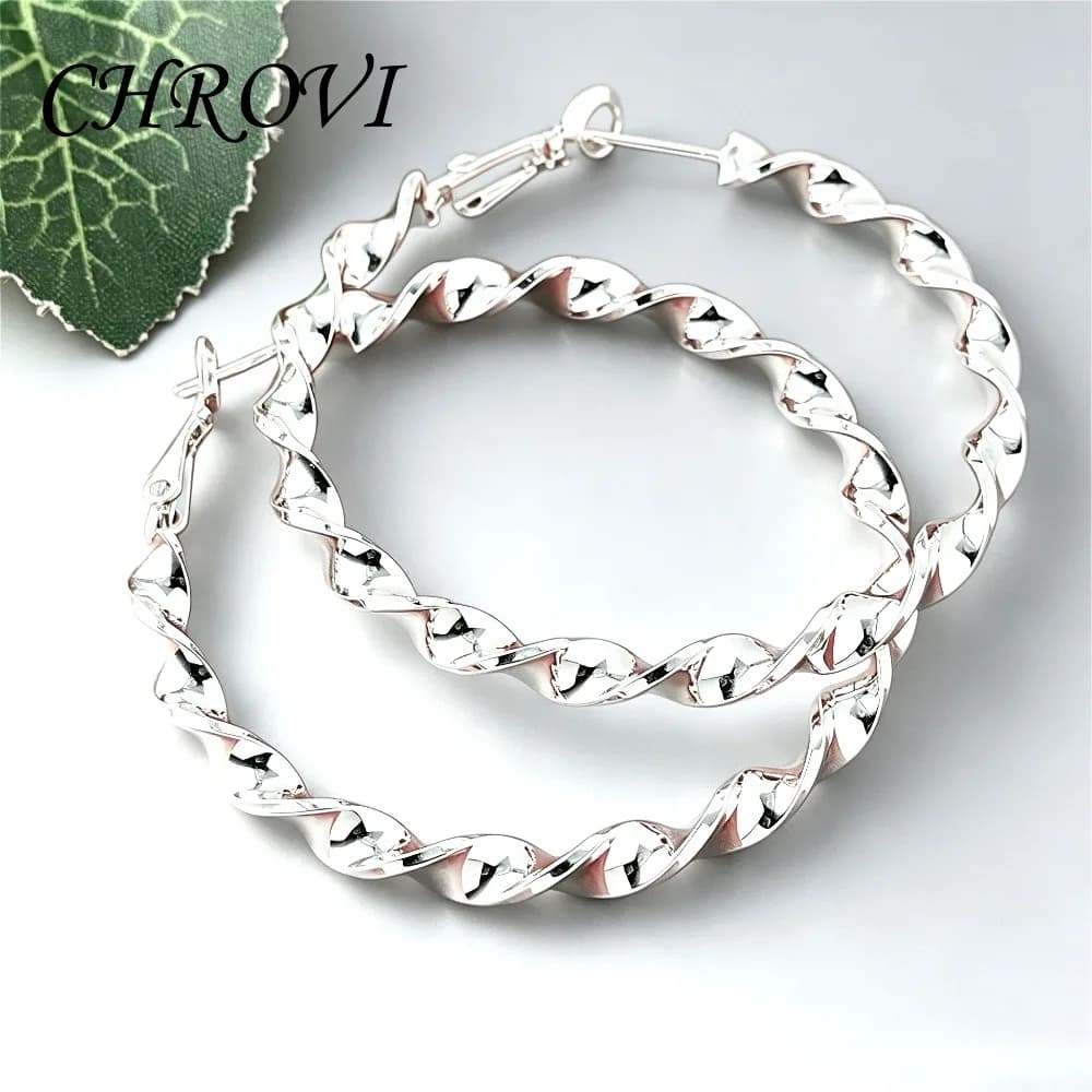 Exquisite 925 silver twisted wave hoop earrings for women korean style earrings earrings for women