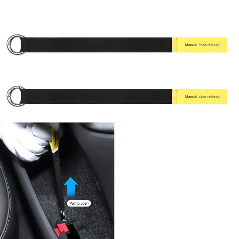 2 Pezzi Cinghia di Emergenza per Fuga, Corda di Sicurezza Estesa per Apertura Manuale Porta, Tirante di Emergenza per Tesla Model Y