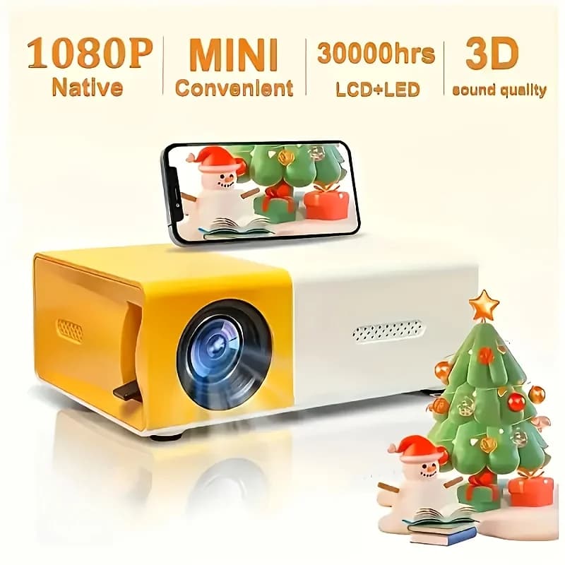 Mini Proiettore Potente Portatile per Home Theater, Supporto Nativo HDMI e Connessione USB, Dimensioni Compatte per Serate di Cinema all'Aperto