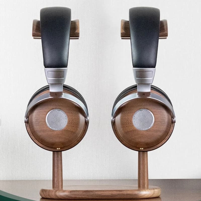 Solid walnut headphone stand Double beech wood support with anti-slip silicone bearing Spareholder for gaming headphones