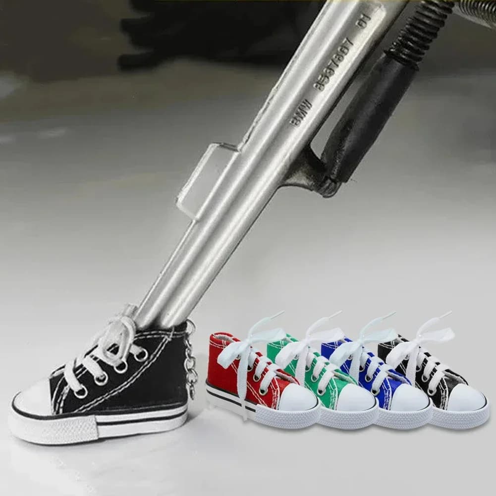 1pc divertente moto bicicletta scarpa forma supporto piede copertura treppiede laterale motore veicolo elettrico bici cavalletto mini scarpe di tela