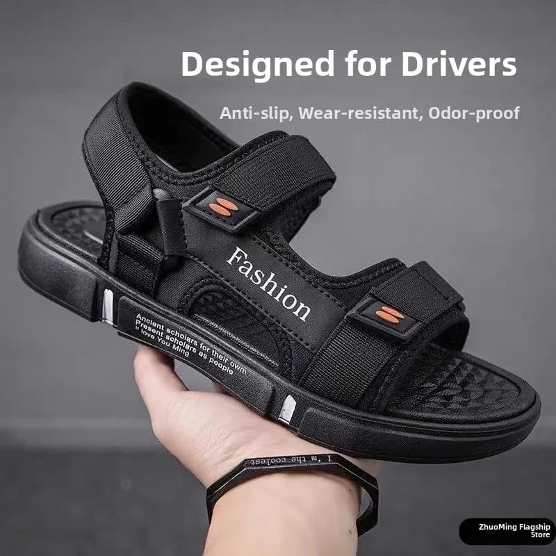 Men's sandals with soft, summer, new, fashionable, sporty, outdoor, non-slip, wear-resistant, riding slippers, double use.