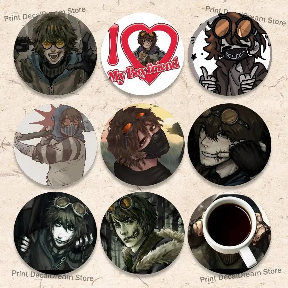 C-CreepypastaS T-Ticci Toby Round Coaster Non-slip table mat Insulated Coasters Kitchen Dining Room Tabletop Decor