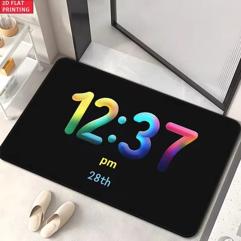 Tappeto Assorbente con Display Digitale dell'Ora, Adatto per Camera da Letto, Soggiorno, Ingresso, Decorazione Esterna