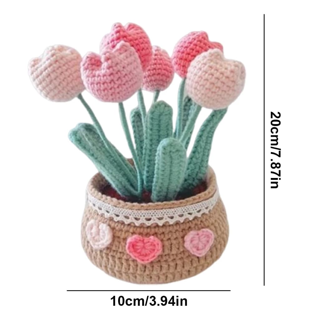 DIY Plants Crochet Tool Wear Resist Artificial Small Potted Plants Hand Woven Knitting Kit for Home Room Decor Desktop Ornament