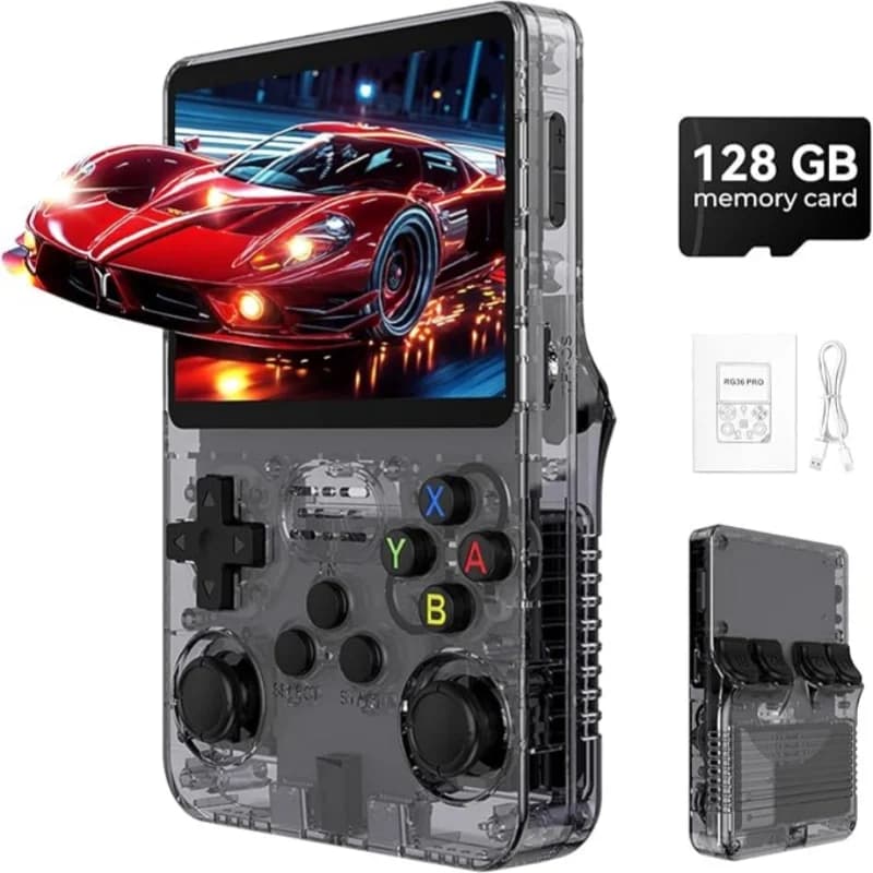 Retro R36S Portable Play Console with ARKOS System, 3.5IPS Screen, 128GB/64GB Memory, Preloaded Games, Boys and Player Gift