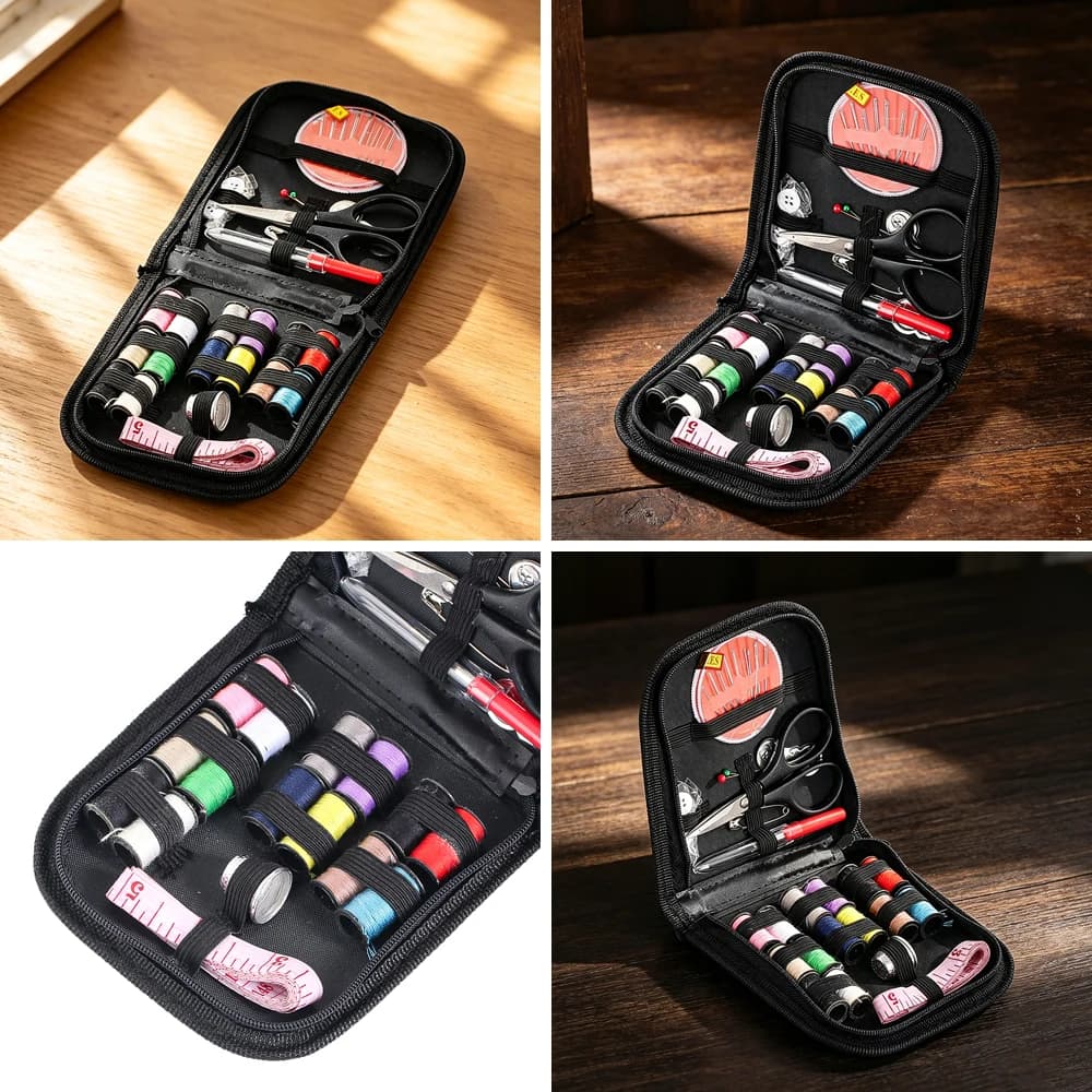 Kit da Cucito Portatile Tutto-in-Uno con Set di Aghi e Fili, Custodia in Oxford Resistente all'Acqua per Casa, Viaggi, Riparazioni, Regalo