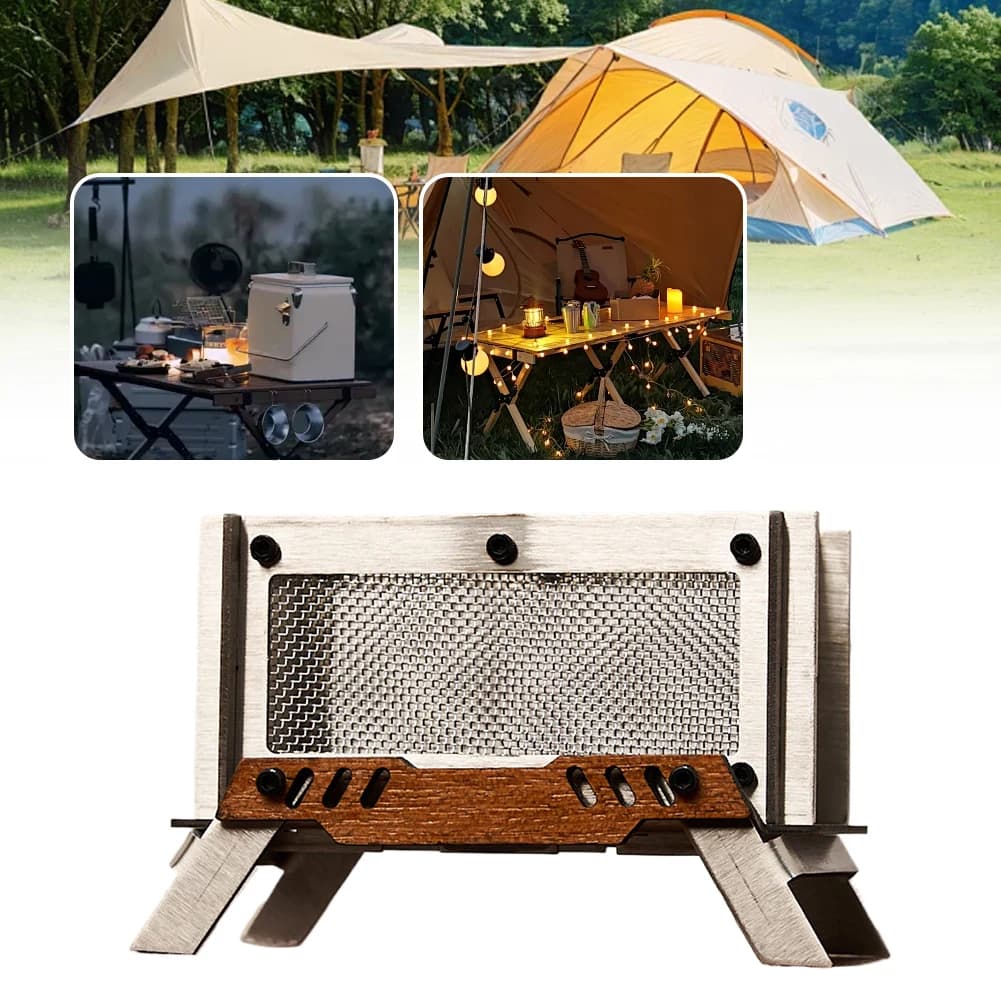 Camping Incense Burner Stainless Steel Small Charcoal Stove Outdoor Firewood Stove for Outdoor Home Desk