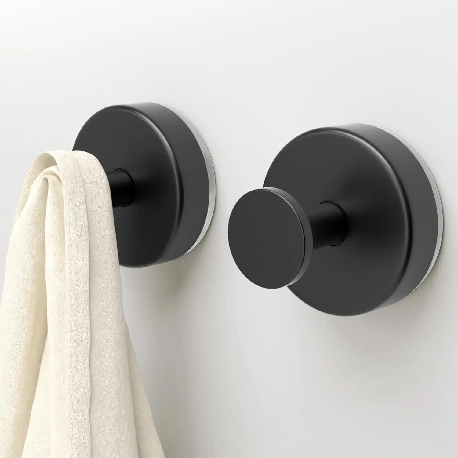 Ganci a ventosa rimovibili per doccia, confezione da 2, porta asciugamani da parete per bagno, cucina, vetro, specchio, piastrelle - Nero