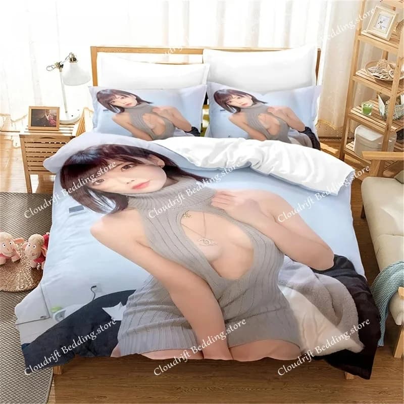 Copripiumino King Size Model Girl, Set Biancheria da Letto Sexy, Copripiumino Donna alla Moda, Tema Sexy, Decorazione Letto Ragazzo/Bella