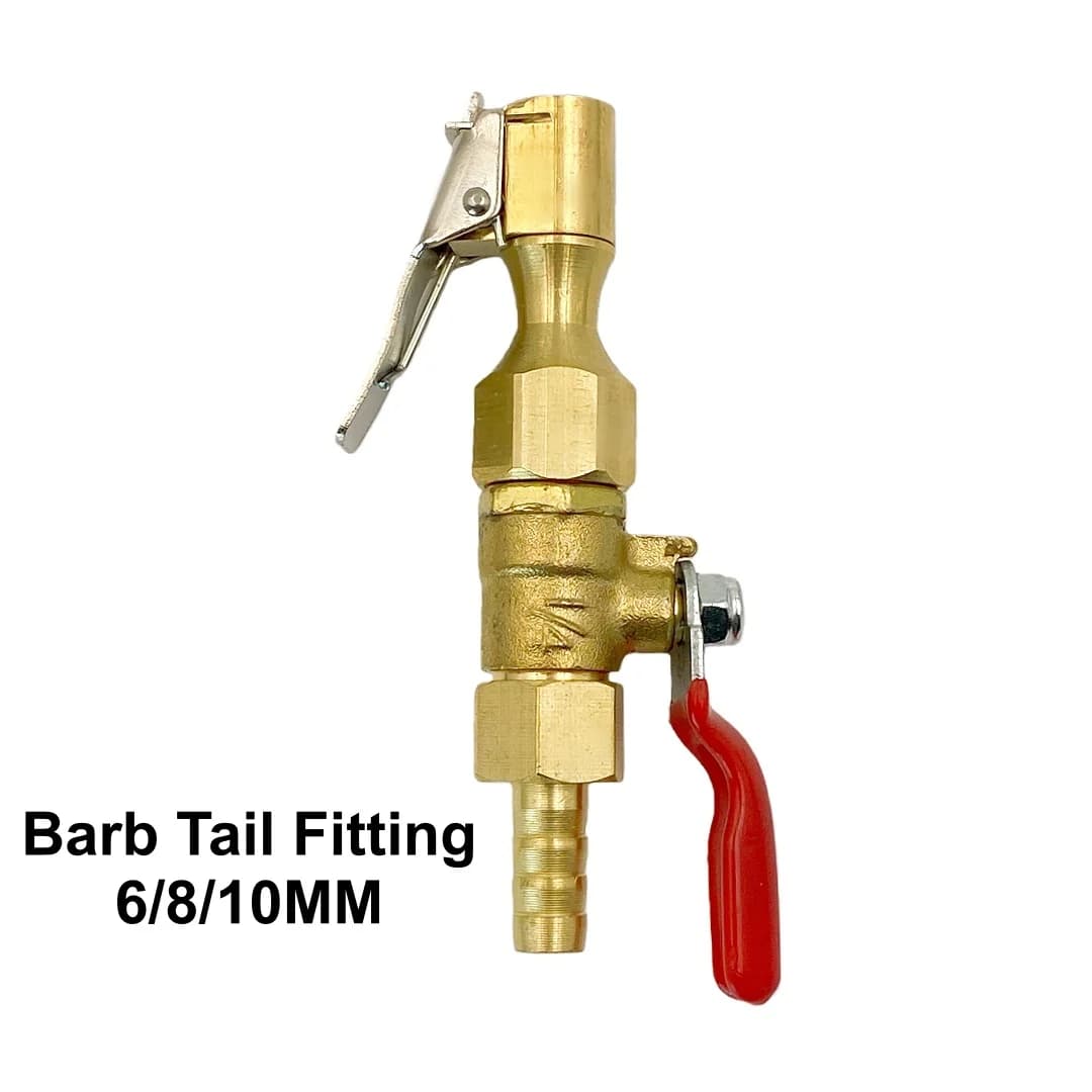 Morsetto di gonfiaggio per pneumatici per auto con gonfiatore per mandrino d'aria in ottone con raccordo a coda di ardiglione 6MM 8MM 10MM per pompa del compressore d'aria