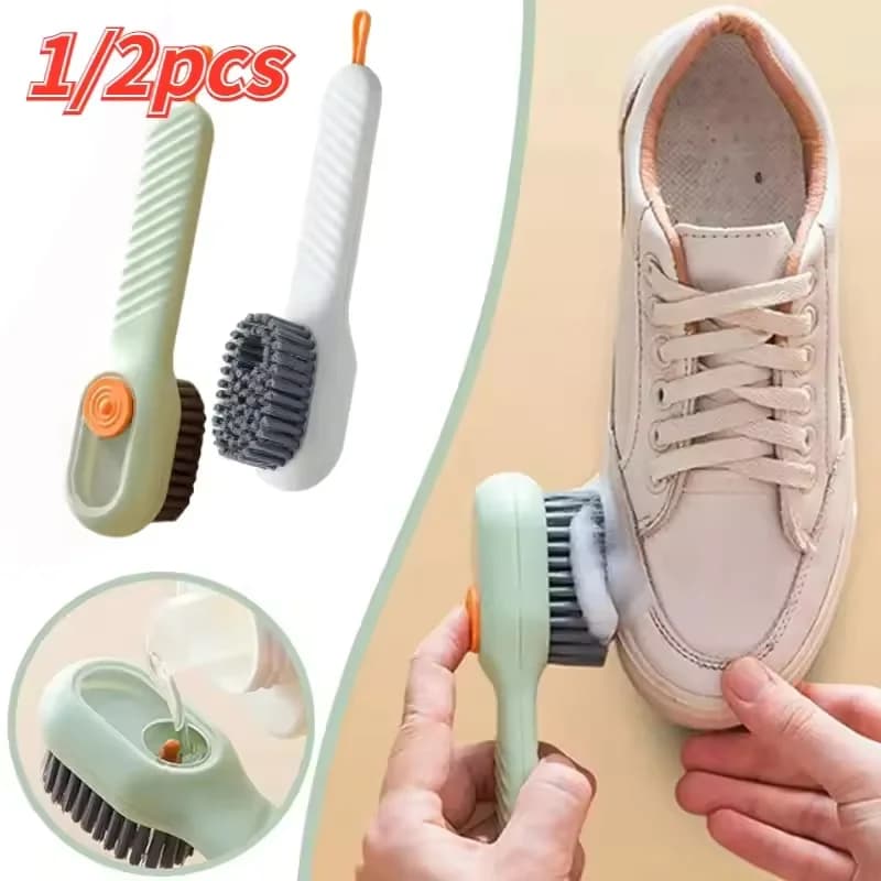 1/2 pezzi spazzola per scarpe per pulizia multifunzione spazzola per scarpe liquida automatica morbida manico lungo spazzola per sapone per vestiti con gancio strumento pulito