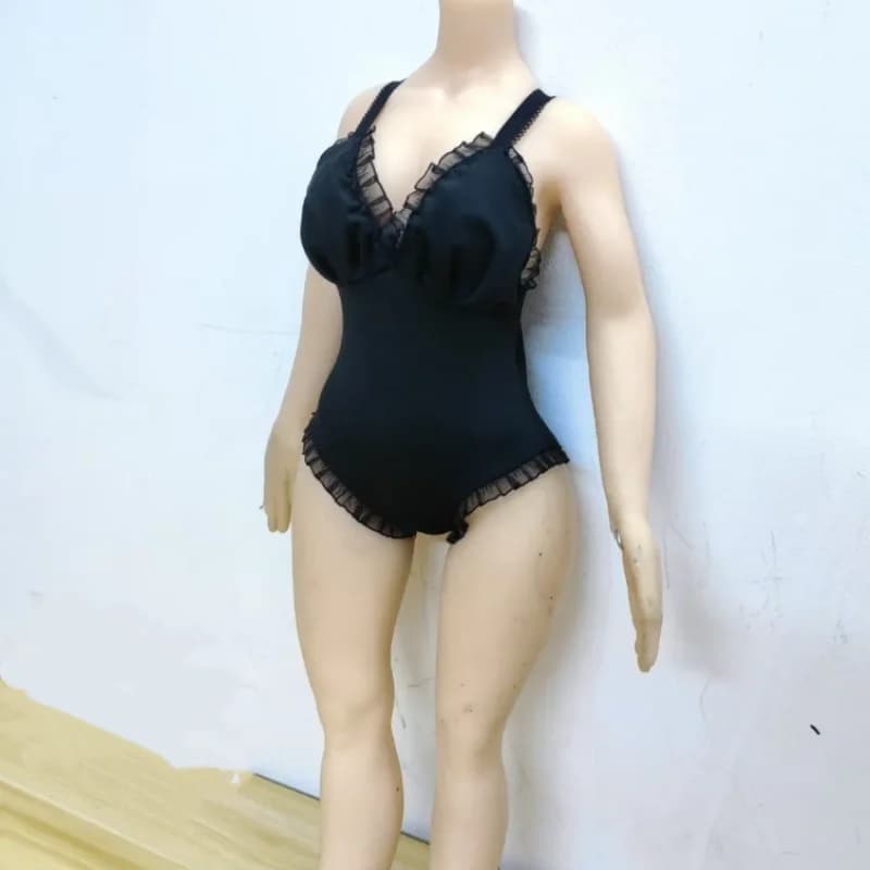 Costume da bagno in silicone per bambole con pizzo e volant, bikini sexy con spalline, abbigliamento e accessori da spiaggia per bambole