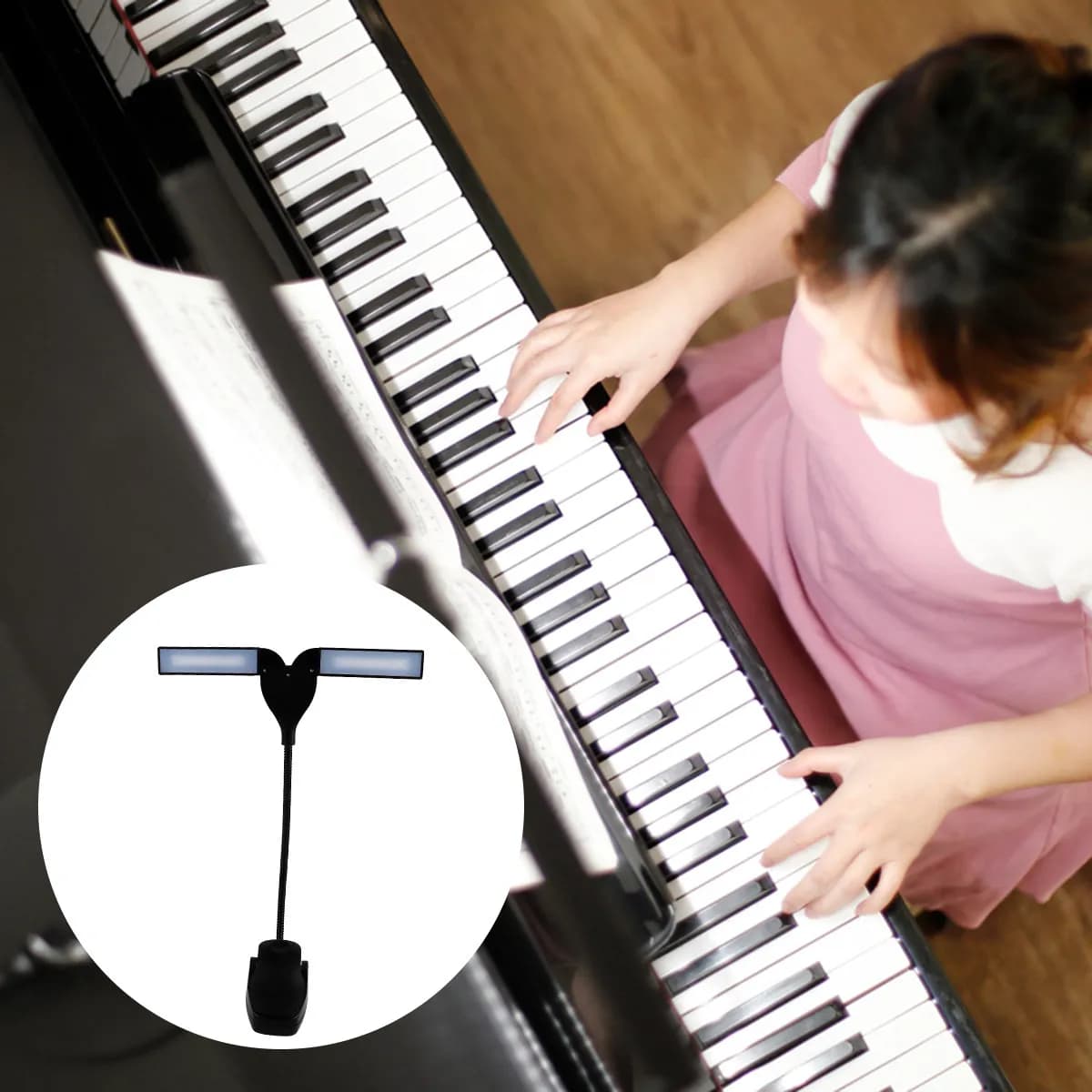 Lampada LED per Pianoforte con Supporto Musicale, Luce con Braccio Flessibile Regolabile, Protezione per gli Occhi, Temperatura di Luce Confortevole per Uso su Scrivania e Comodino