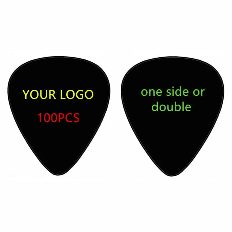 100 pezzi Doube Sides stampati su plettri neri Logo personalizzato di alta qualità Personalizza plettri per chitarra in celluloide