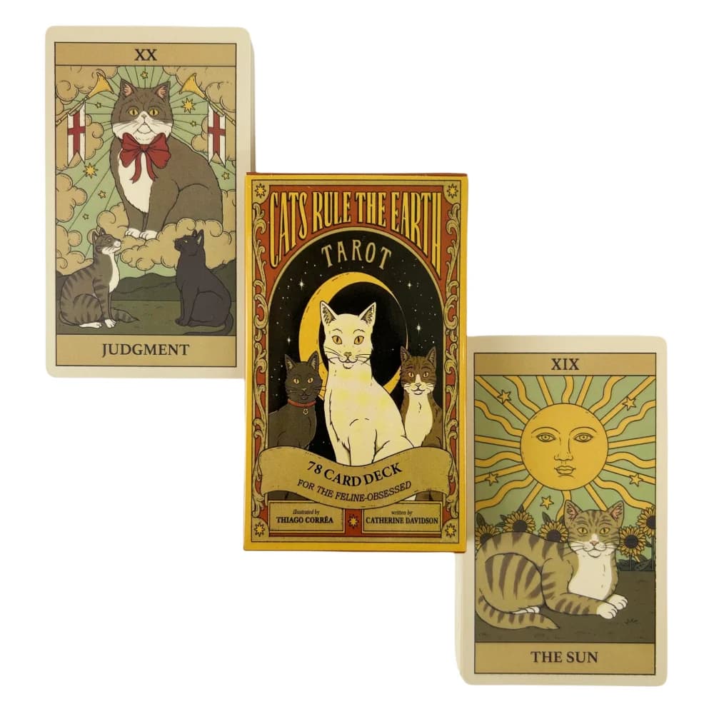 Gatti Rule Earth Tarocchi Carte Un mazzo da 78 Oracle Carte uniche per gli amanti dei gatti e gli appassionati di tarocchi Simpatico tarocchi