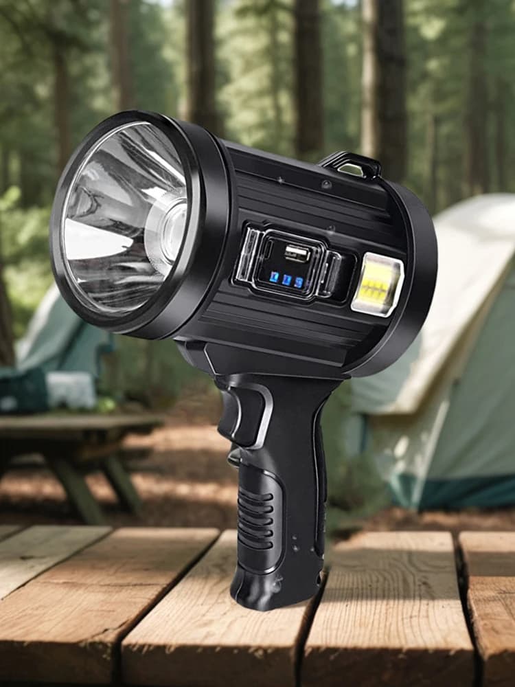 Torcia LED Ricaricabile con Pannello Solare, Impermeabile, per Caccia, Nautica e Campeggio
