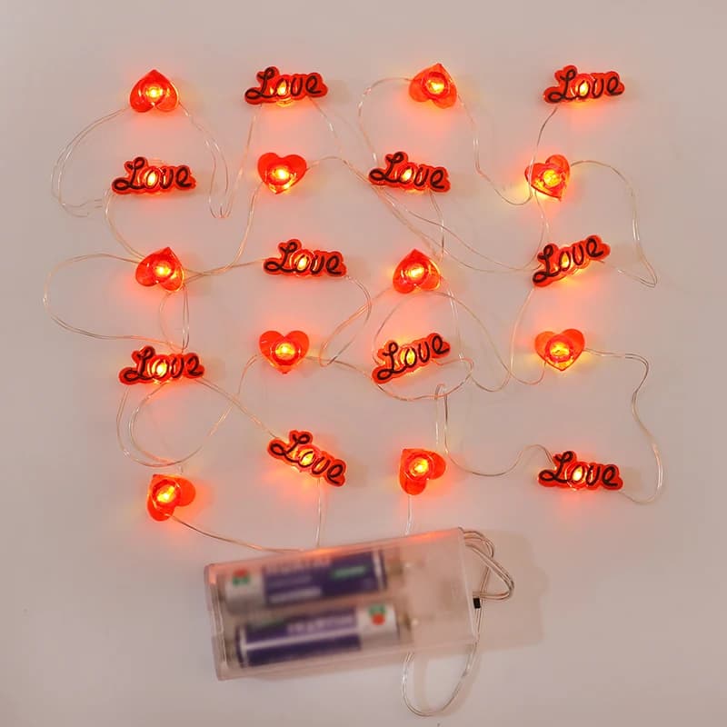 2M 20LED Love Heart String Lights San Valentino Decorazioni romantiche Matrimonio Compleanno Festa Decorazioni per la casa Regali di San Valentino Forniture