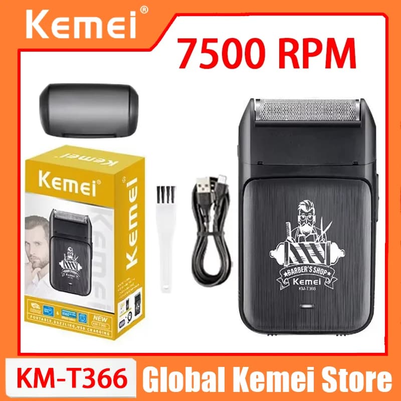 Rasoio Elettrico Professionale Kemei KM-T366, Trimmer per Barba Portatile Ricaricabile, Mini Rasoio per Uomo