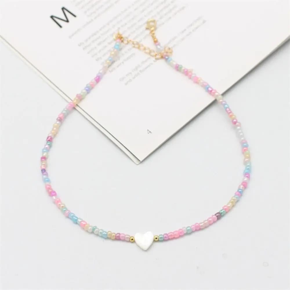 Jewelry Shell Love Choker Fashion Colorful Glass Beads Collar Simple Trendy Short Gift