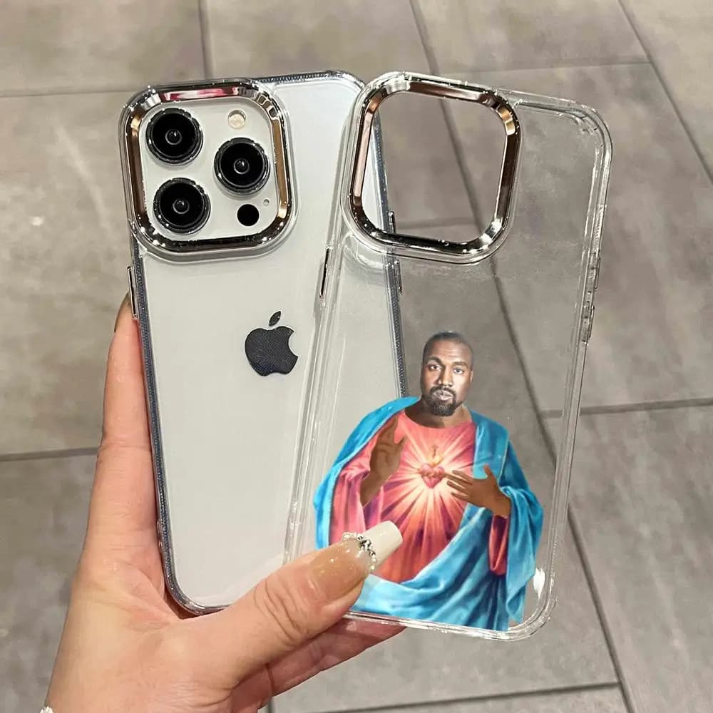Funny cartoon Kanye West YE Phone Case For iPhone 17 16e 16 15 14 13 12 11mini Pro Max X XR XSMAX HYBXAXC Transparent Cover