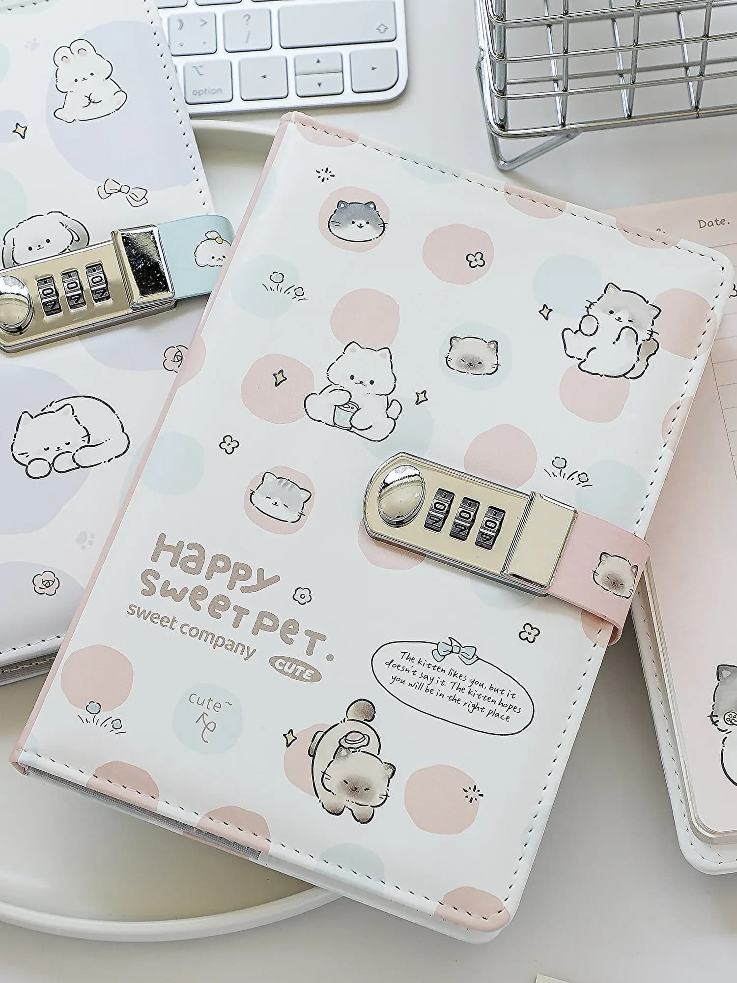 Adorable Girl's Heart Color Page Notebook 112 sheets with Password Lock Ins Style High-Appeal Journal Lock Diary Gift Box