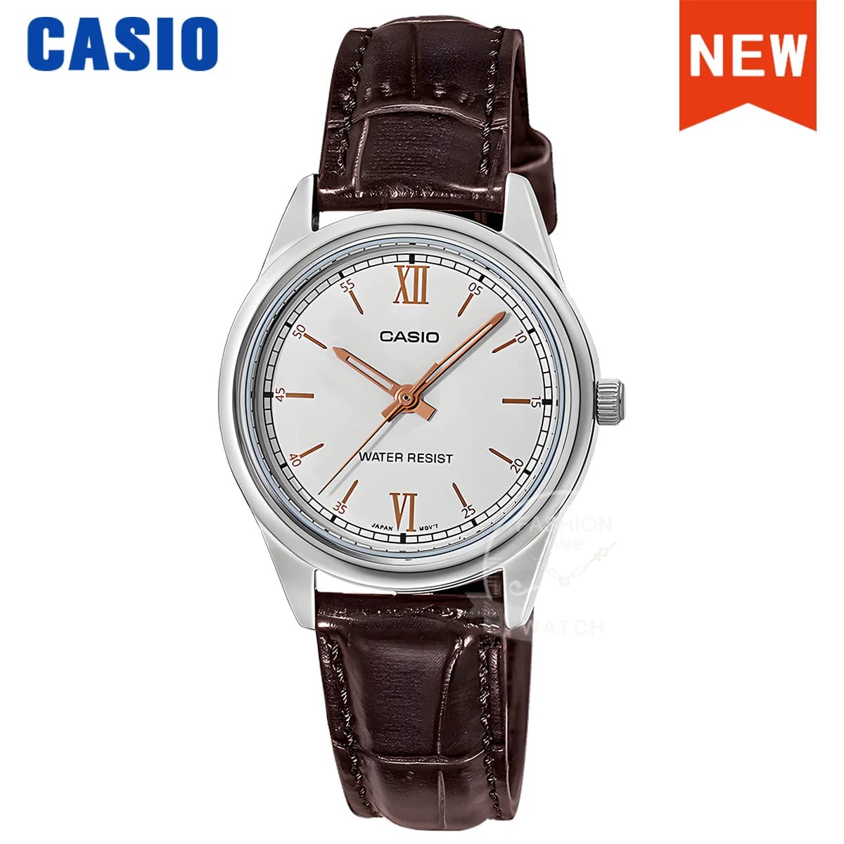 Original CASIO LTP-V005L-7A Quartz Watch Women 28mm Leather Band Waterproof Analog Dress Wristwatch Gift