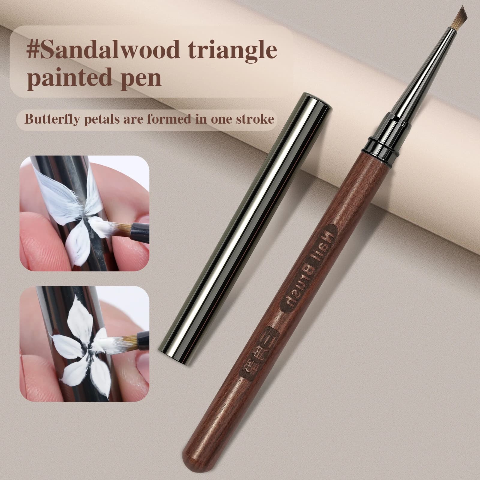 1Pc Pennello per pittura triangolare Unghie Pennello per arte Linee francesi Strisce Griglia Fiore Farfalla Triangolo Penna per pittura Strumenti per manicure