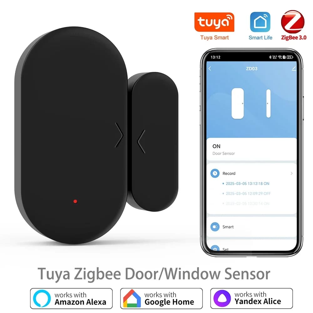 Zigbee 3.0 Tuya Sensore per porte Sensore per finestre Sicurezza domestica per Smart Home Smart Life APP Compatibile con Alexa Google Assistant