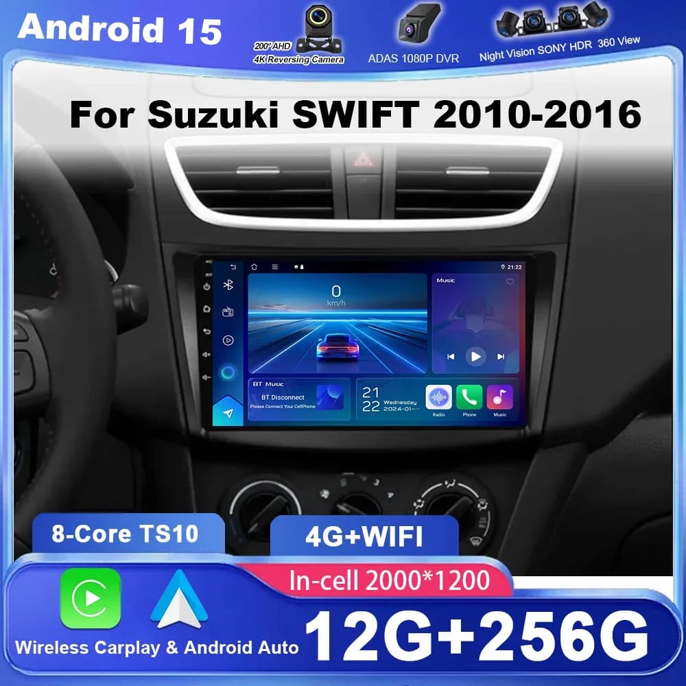 Car Radio For Suzuki SWIFT 2010-2016 Navigation Player Multimedia Android Auto Carplay Touch Screen 2Din Stereo Head Unit Wifi