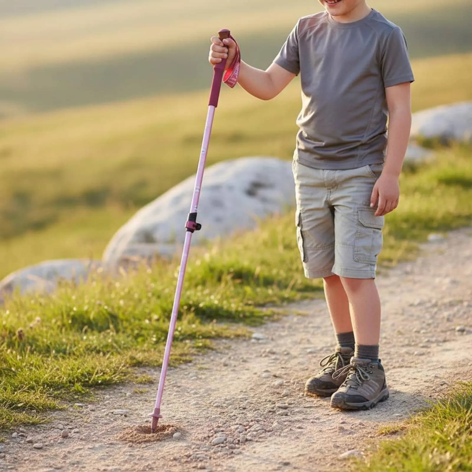 Pink Carbon Fiber Trekking Pole Ultralight Kids Hiking Poles Children Trekking Poles Lightweight Telescopic Hiking Stick