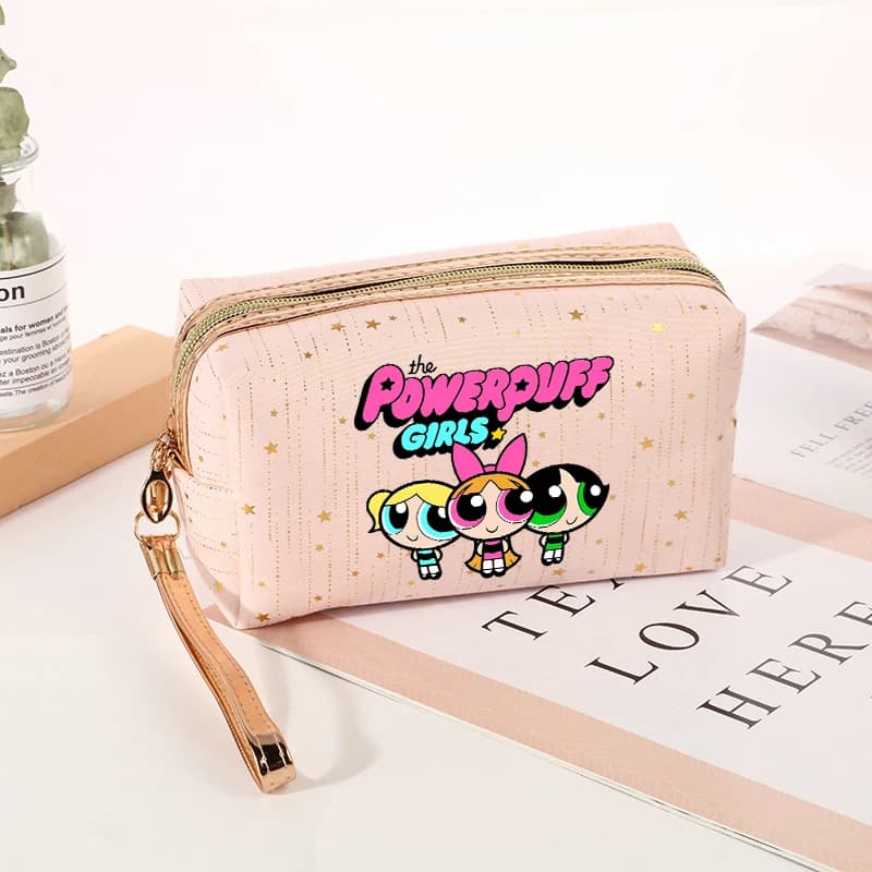 Powerpuff Girl Makeup Bag Cartoon Print Cosmetic Pouch Portable Women Travel Toiletry Bag Small Cosmetic Storage Organizer