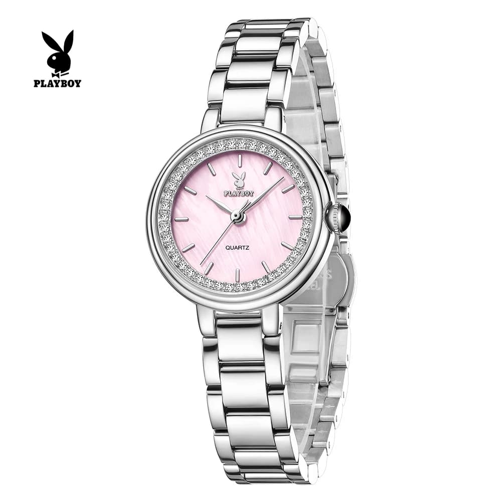 PLAYBOY 3536 Orologio da donna con movimento al quarzo originale, quadrante piccolo rotondo, impermeabile fino a 30 m, orologio elegante da donna