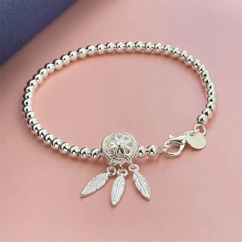 925 Sterling Silver Dream Catcher Bracelet Women Fashion Simple Bracelet Birthday Party Wedding Anniversary Jewelry Gift